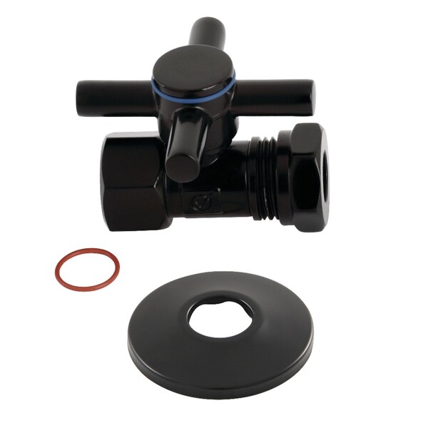 1/2"FIPx1/2"or7/16" Slip Joint Qrtr-Turn Strght Stop Vlv W/Flange Blk